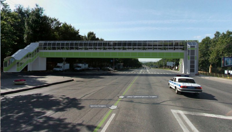 Надземный пешеходный переход на пр. Гагарина у остановки "ул. Сурикова" - фото 2